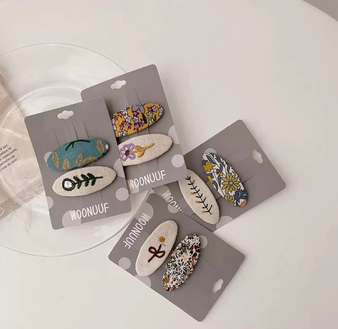 ボタニカル刺繍ヘアピン》》》》》》》韓国子供服 インポート 子供 海外子供服 キッズ ベビー ナチュラル 女の子 ヘアピン ヘアアクセ アクセサリー