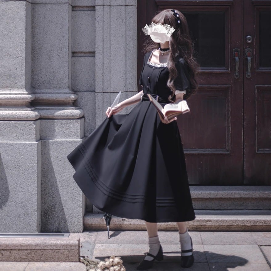 ゴスロリ通販 With U クラロリ フレンチワンピース スクエアネック