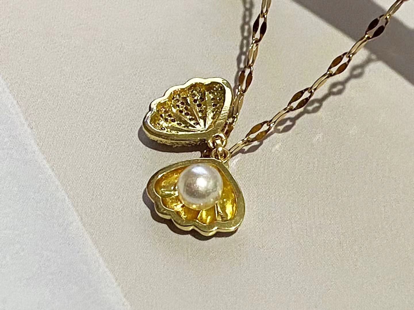 ネックレス 貝殻モチーフ パール ラインストーン アジャスター | Kleelady