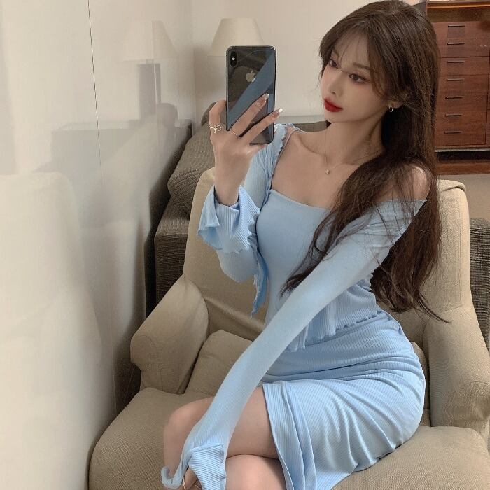 スプリングサマースリムロングドレス スタイルカーディガンレディース 春物 夏物 ドラファッションホール35221773110