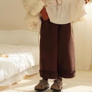 2色／裾ギャザーフリルパンツ ・9383