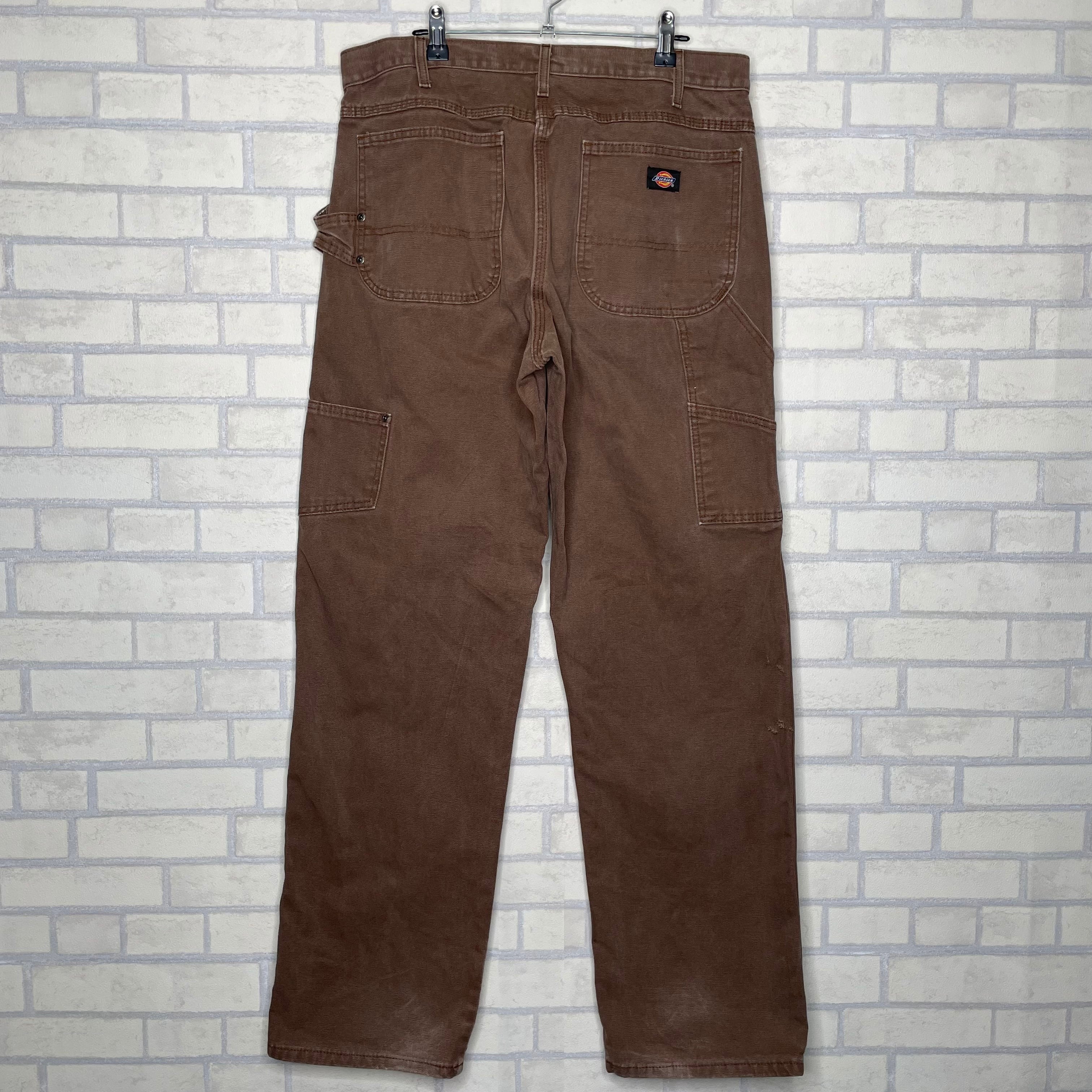 Dickies ペインターパンツ W34×L34 ブラウン ダック地 バックブランド 