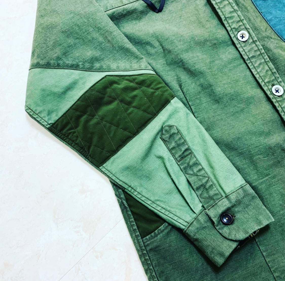 18AW 硫化染めバッグサテンミリタリーシャツ/Sulfide dyeing back