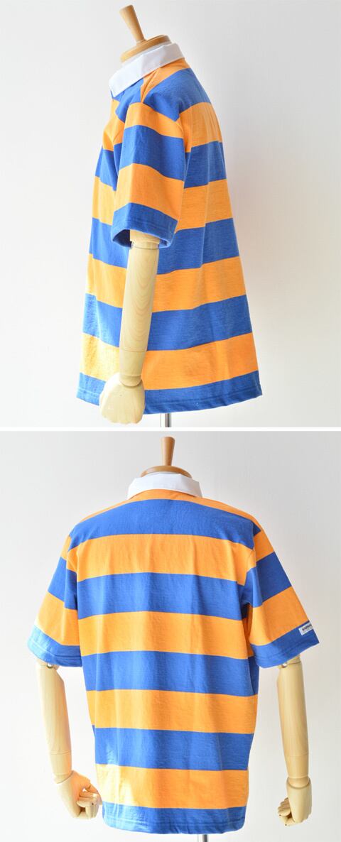 BARBARIANライトウエイト半袖レギュラーカラーラガーシャツ(QSE-09)ROY/TAN Lサイズ