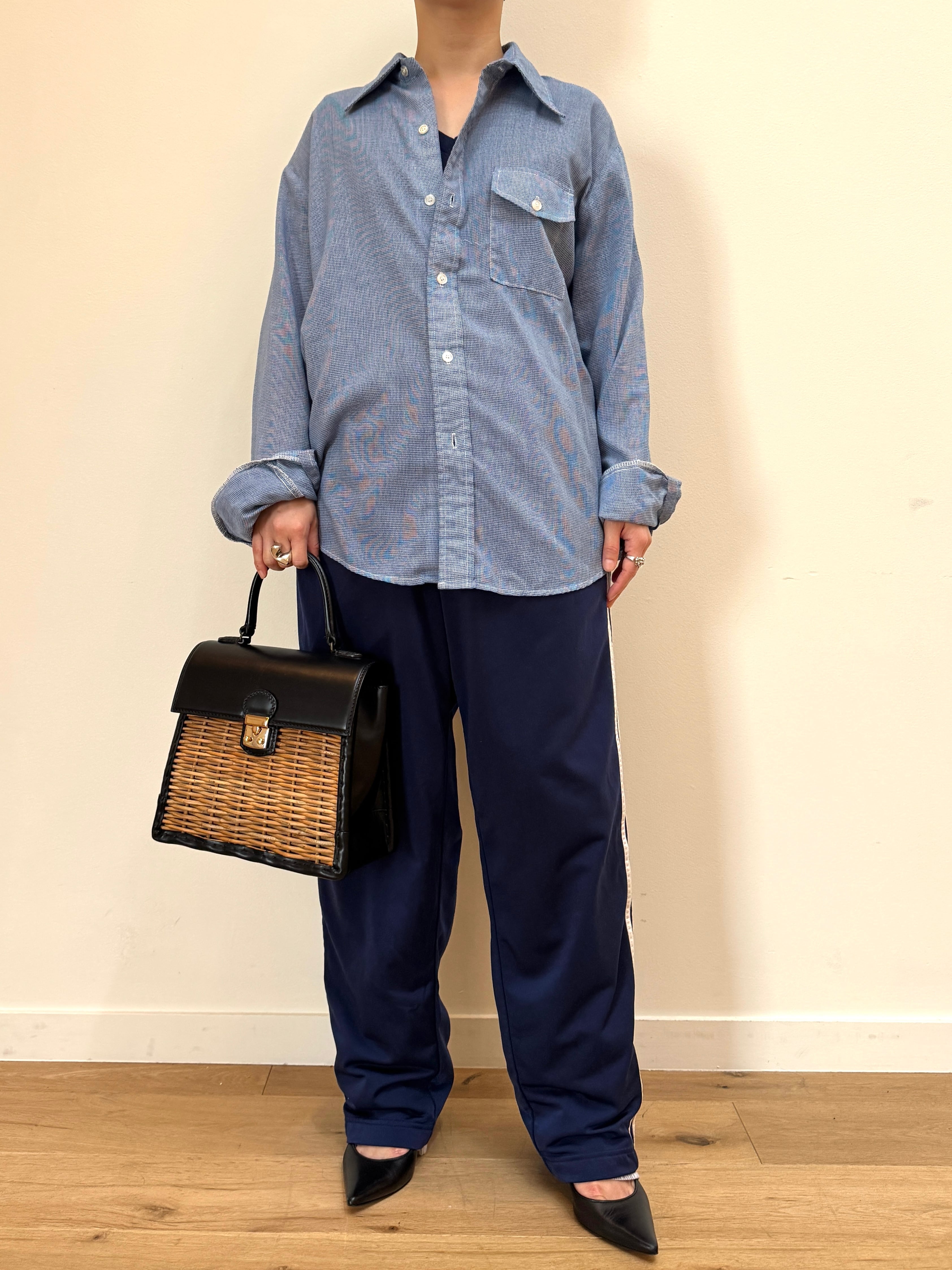 BL12-5 USED CHECK SHIRT -BLUE-