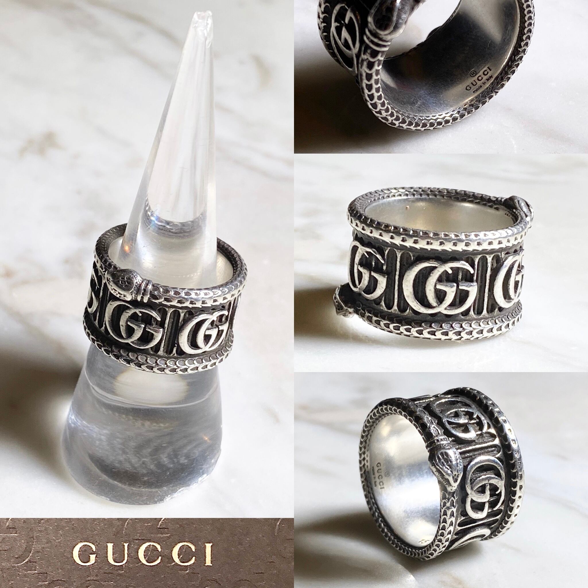 GUCCI silver snake band ring “GG marmont” | NOIR ONLINE