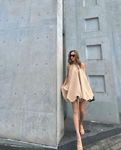 balloon dress beige