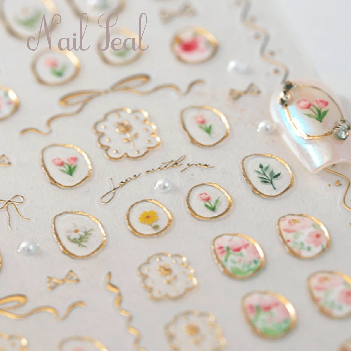 ネイルシール 5D ブロンズジェリーチューリップネイルステッカー 1シート