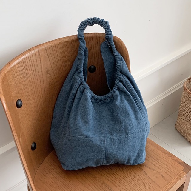 Twisted handle denim tote bag S1757