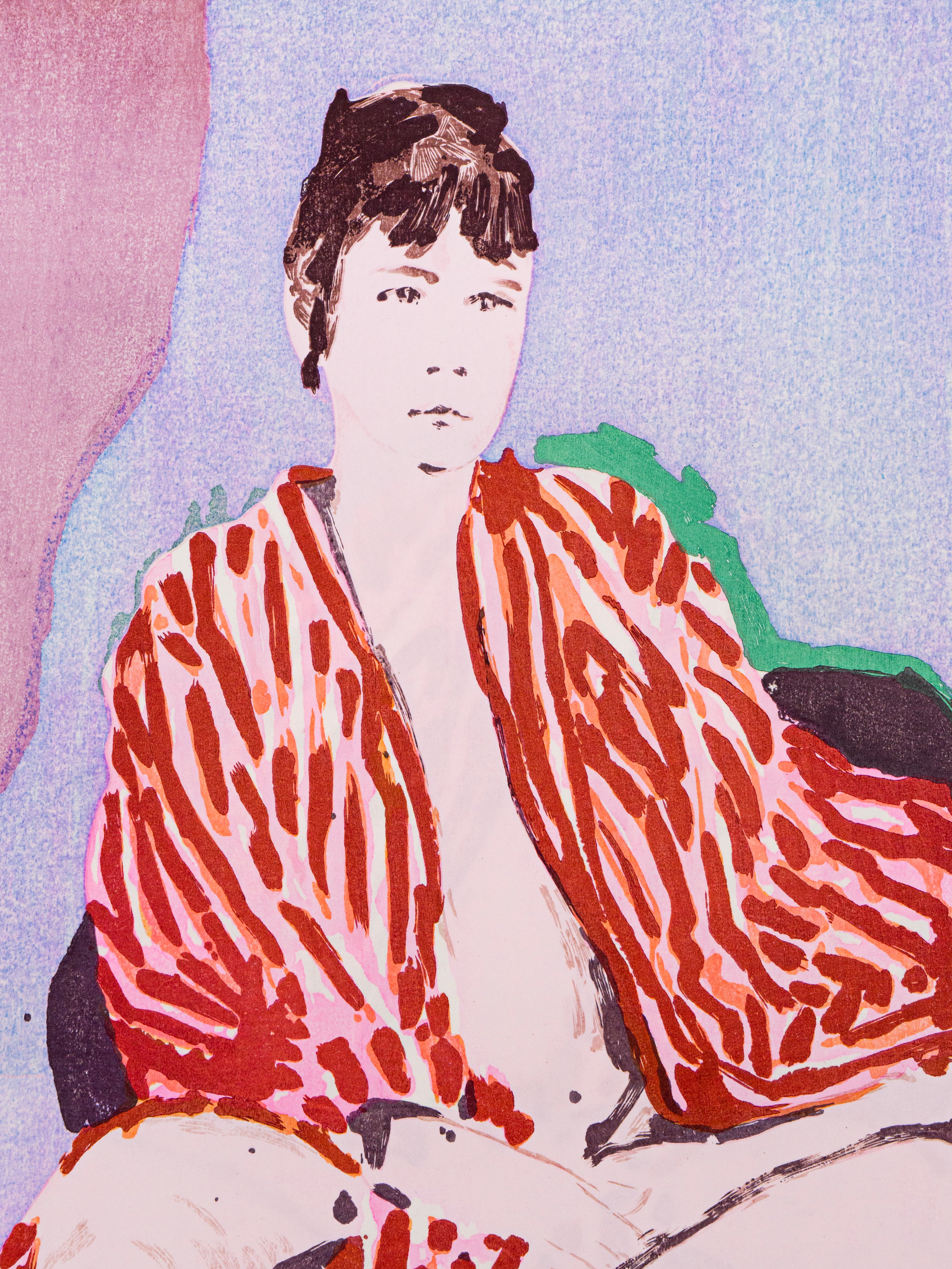 Claire Tabouret 浮世絵 Ukiyo-e. Self-portrait in a Robe (Purple
