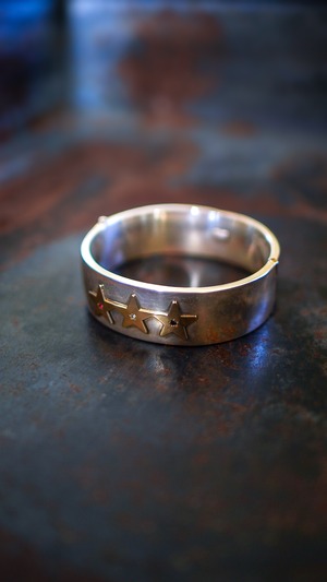 【VINTAGE】TIFFANY&Co. ティファニー 3スター バングル 《シルバー925 イエローゴールド コンビ ルビー ダイヤモンド サファイア ヴィンテージ オールド メンズ レディース》