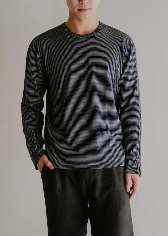 10's HERMÈS cachmire cotton stripes crew neck knit