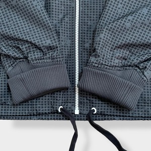 【THE NORTH FACE】ナイロンジャケット ブルゾン ジャンパー フルジップ ジップアップ 刺繍ロゴ バッグロゴ ハーフドーム 格子柄 総柄 オールパターン L アウトドア ノースフェイス US古着