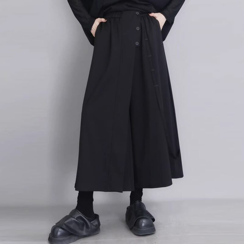 ラップ風 ワイド ミモレ丈 パンツ 1color PT0449