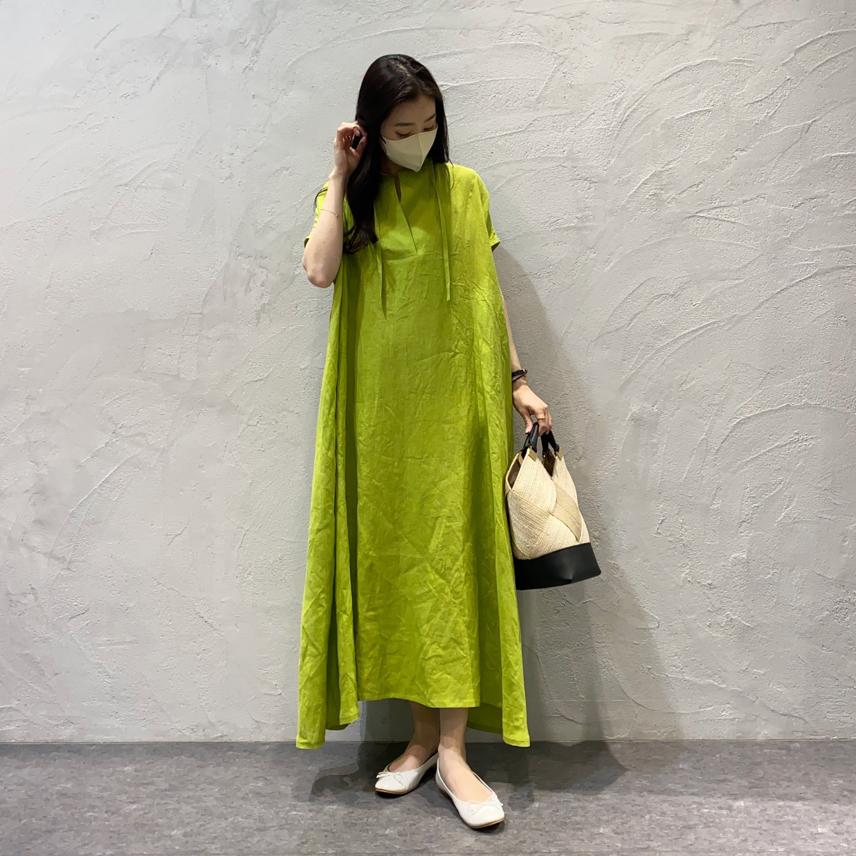 De bon coer/フレンチスリーブリネンワンピース【green】 | 20ｰtwentyｰ