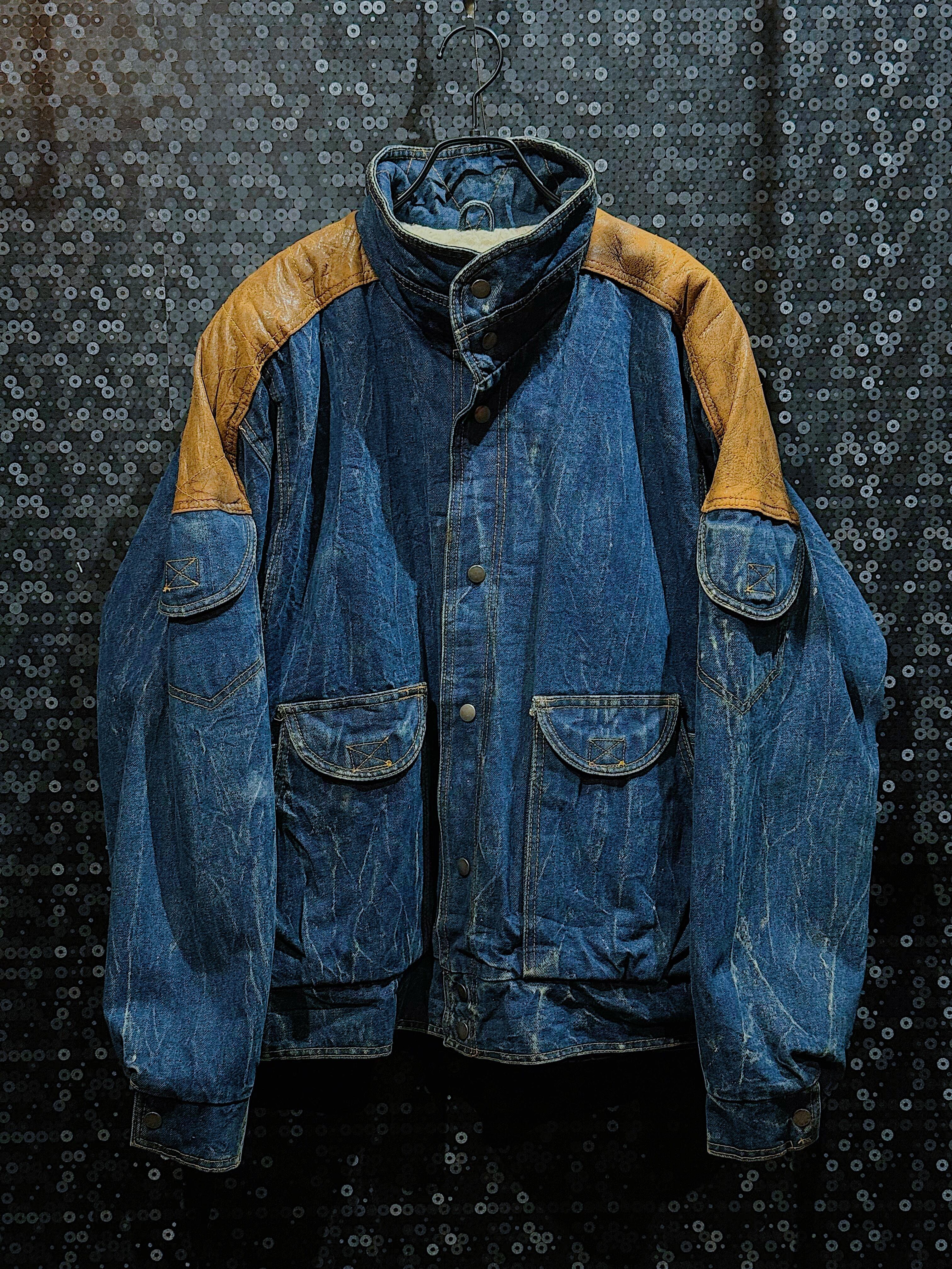 【ÆIEM】"AMERICAN MALE" leather shoulder custom denim jacket