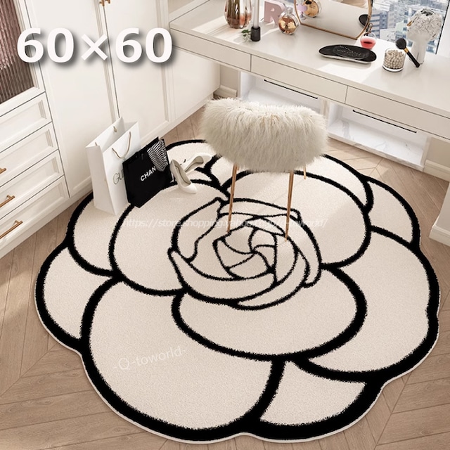 【60サイズ】かわいいバラの花の形のエリアラグ、バスルームラグ ラウンドバスマット、洗えるラグ 寝室 リビングルームラグ 玄関 寝室 キッチン バスルーム トイレの床用
