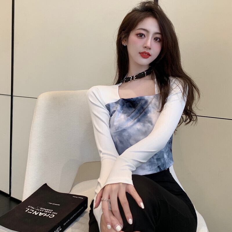 Tシャツ シャツ オータムスリムショートトップス 秋物 スクウェア ガールズファッション75545796428