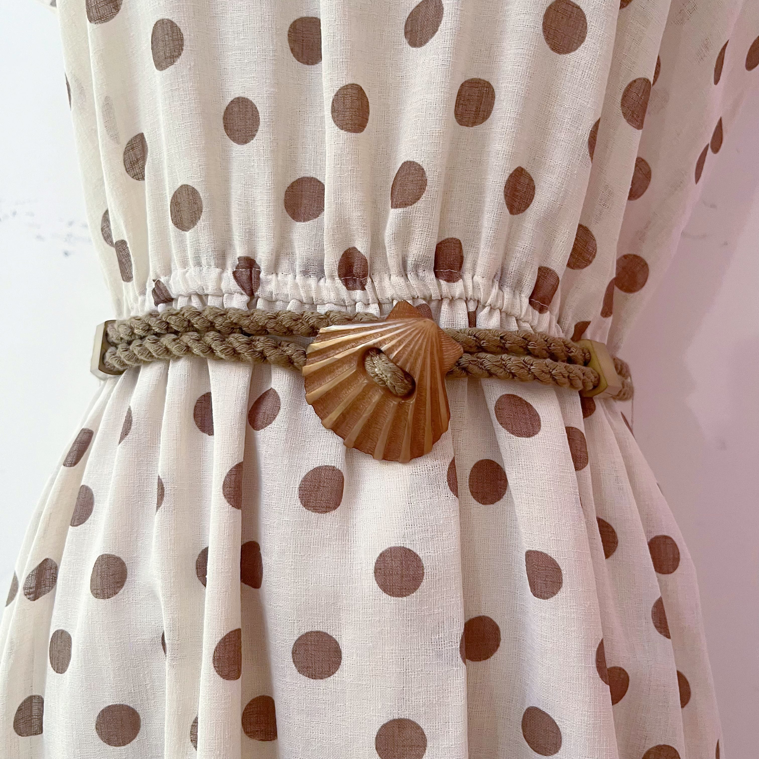 shell belt brown dot one-piece