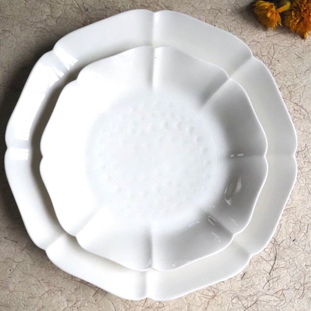 色原 昌希/白磁 8輪皿 7寸