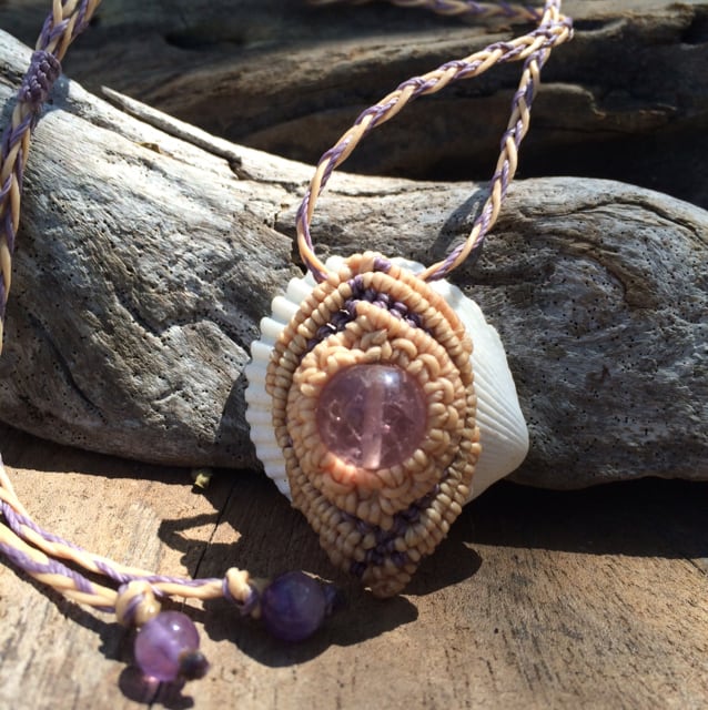 アメジスト マクラメペンダントamg001