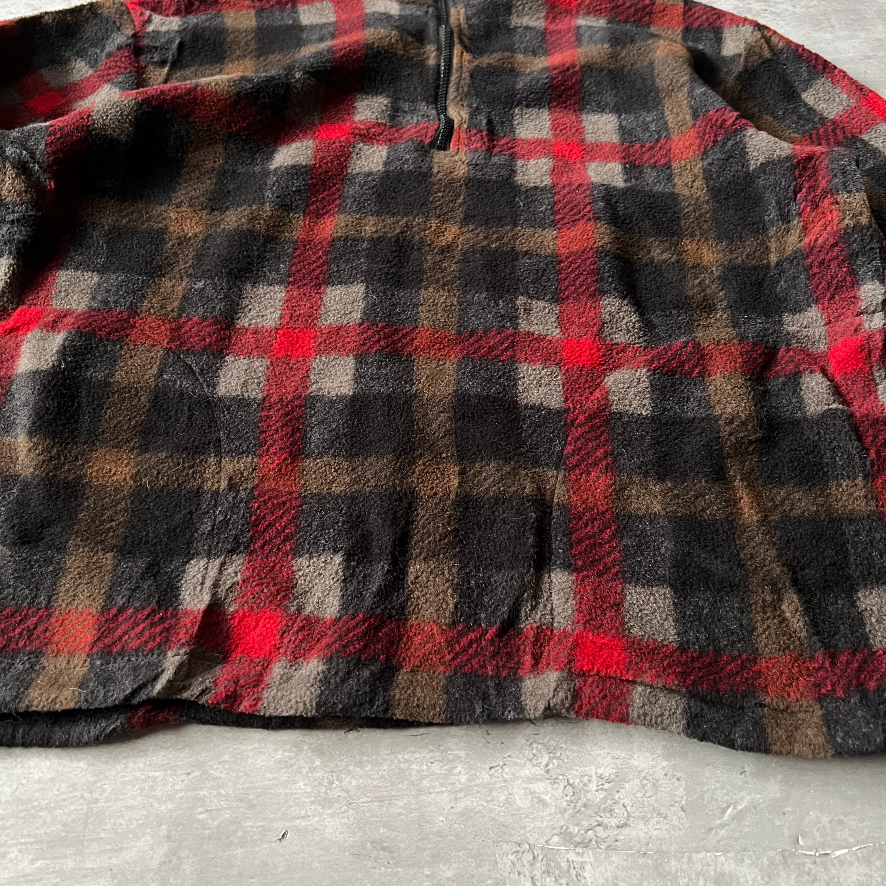 90s “J CREW” 巨人タグ tartan check pullover halfzip knit shirt 90