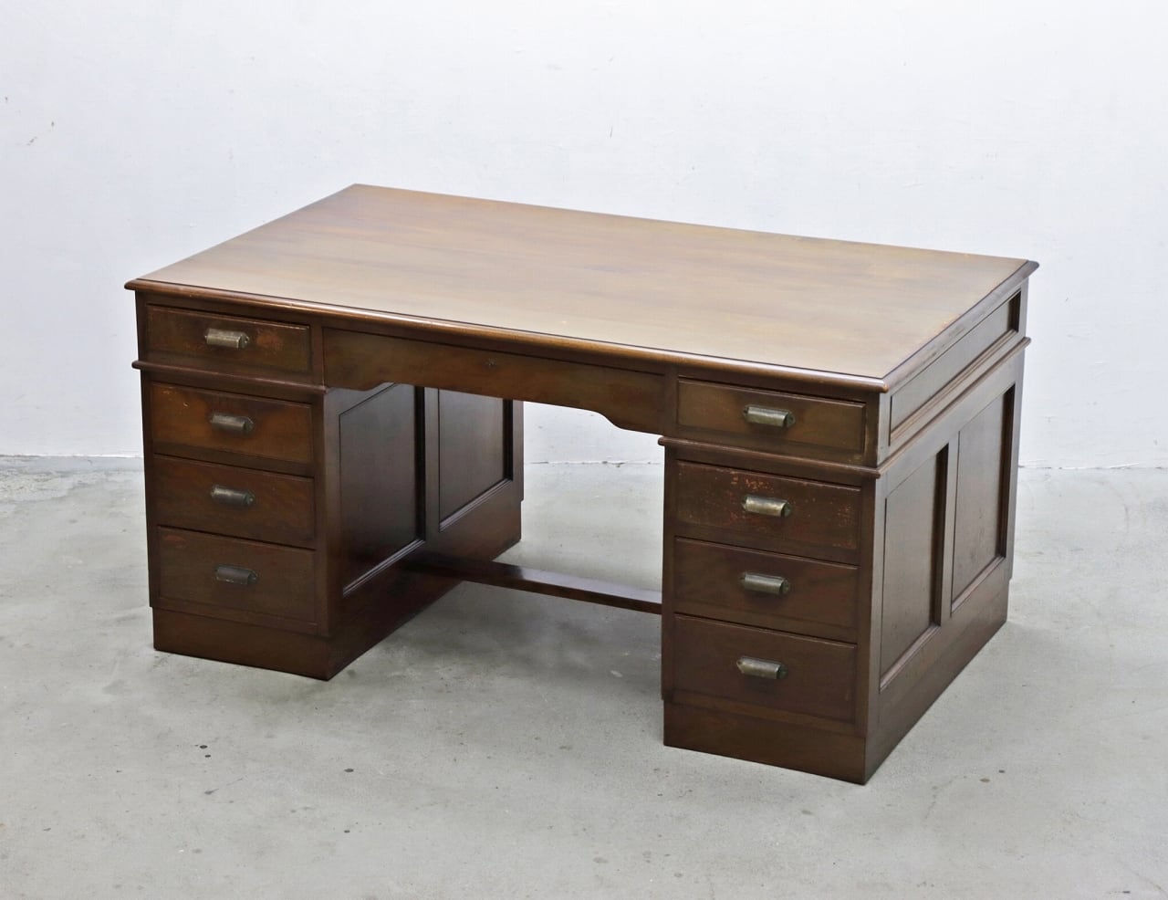 レトロ クラシカル 大型 両袖デスク 机 PC 書斎 作業台 展示台 ヴィンテージ PKT12063