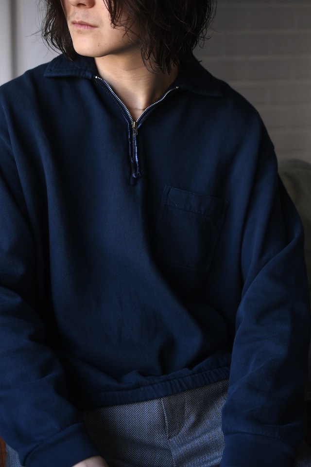 A.PRESSE / Vintage Light Weight Half Zip Sweatshirt (Navy)