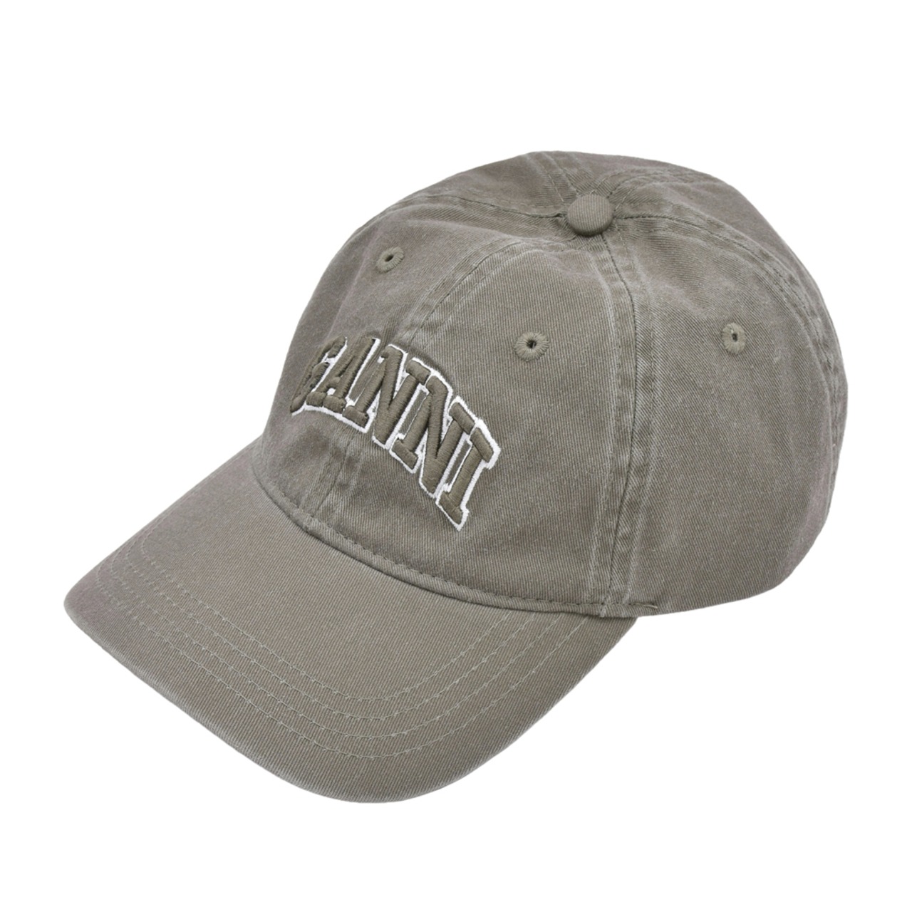 【GANNI】Washed Cotton Canvas Cap Emb - 2