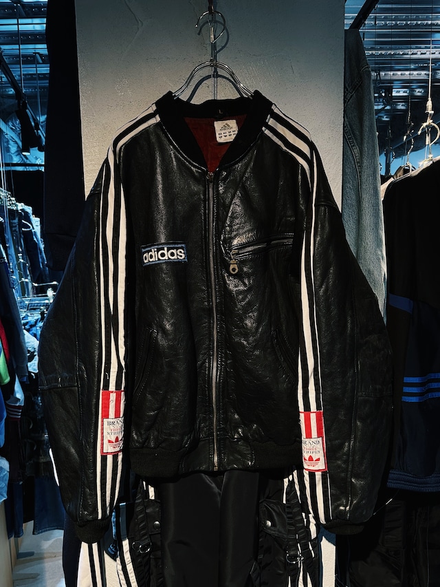 【D4C】special "original re:make" three stripe design vintage leather jacket three stripe edition