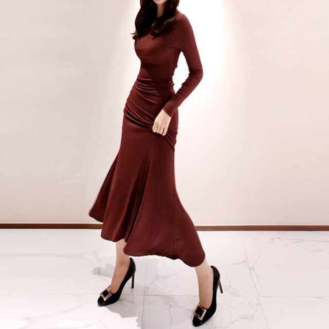 Elegant long mermaid knit dress