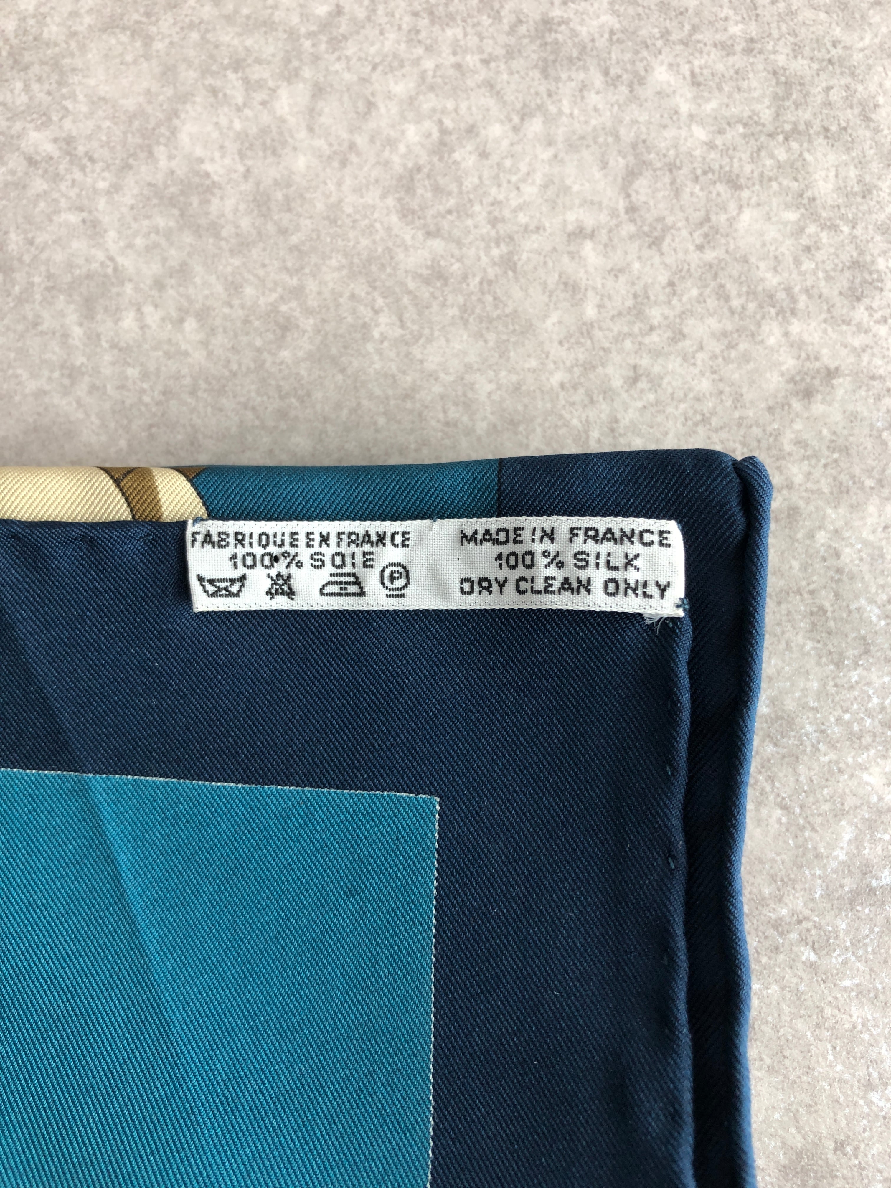 HERMES エルメス カレ90 スカーフ ブルー シルク KOSMIMA vintage