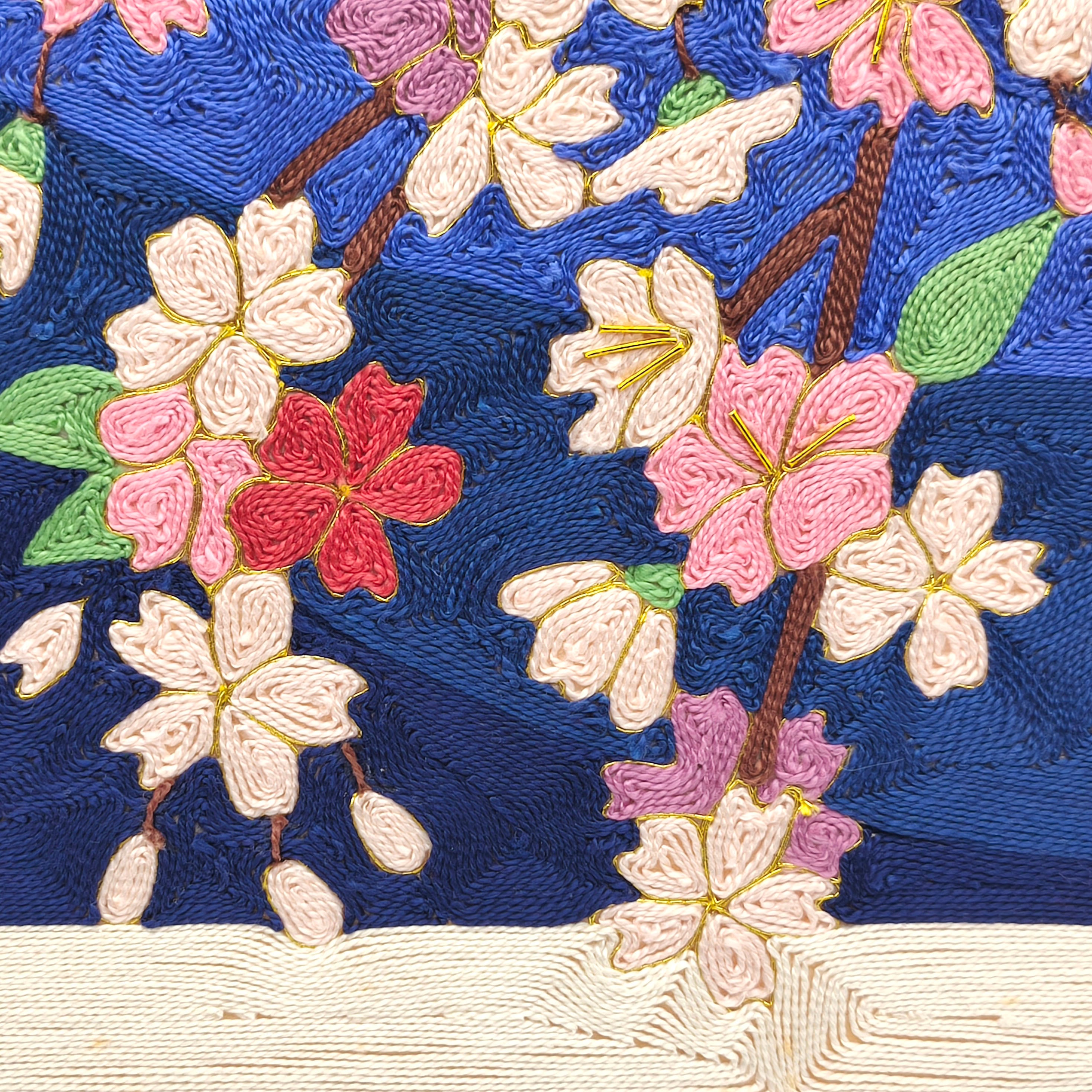 刺繍絵・夜桜・壁飾り・インテリア・No.250426-05・梱包サイズ80