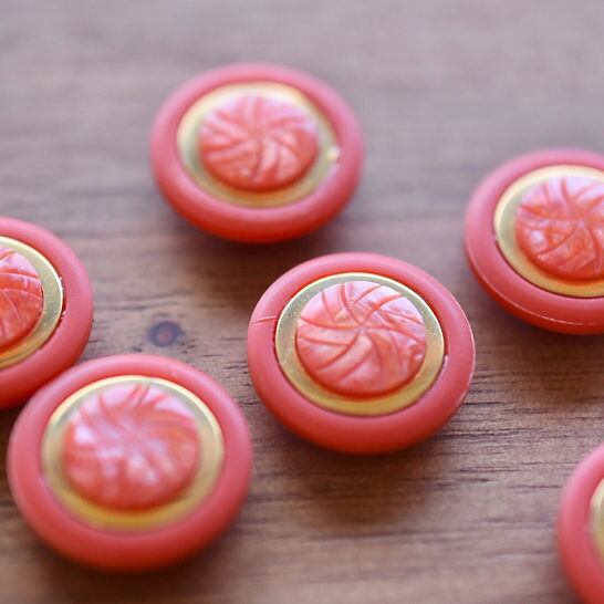 フランス ゴールドリング×レッドフラワー 18㎜