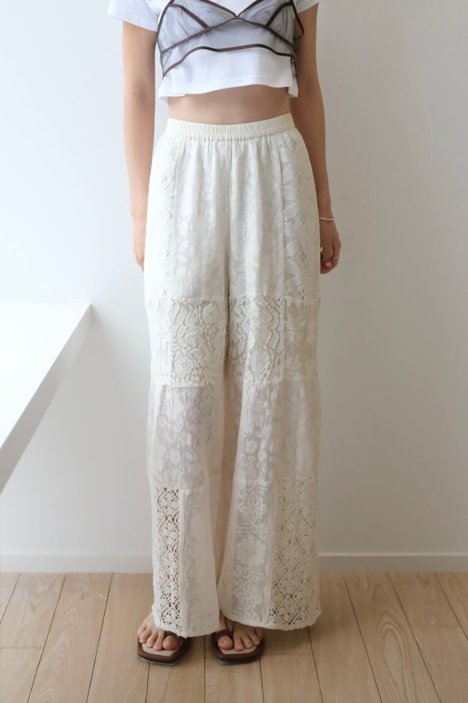 Patchwork Lace Trousers パッチワーク レース パンツ White