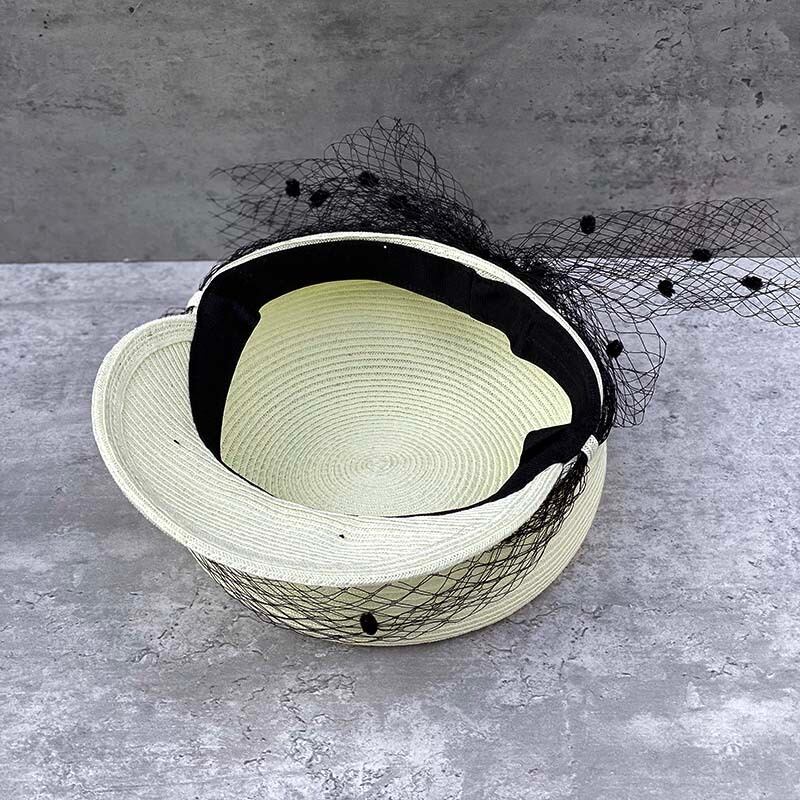 再入荷】全3色ドットチュール付きストローキャスケット【050309