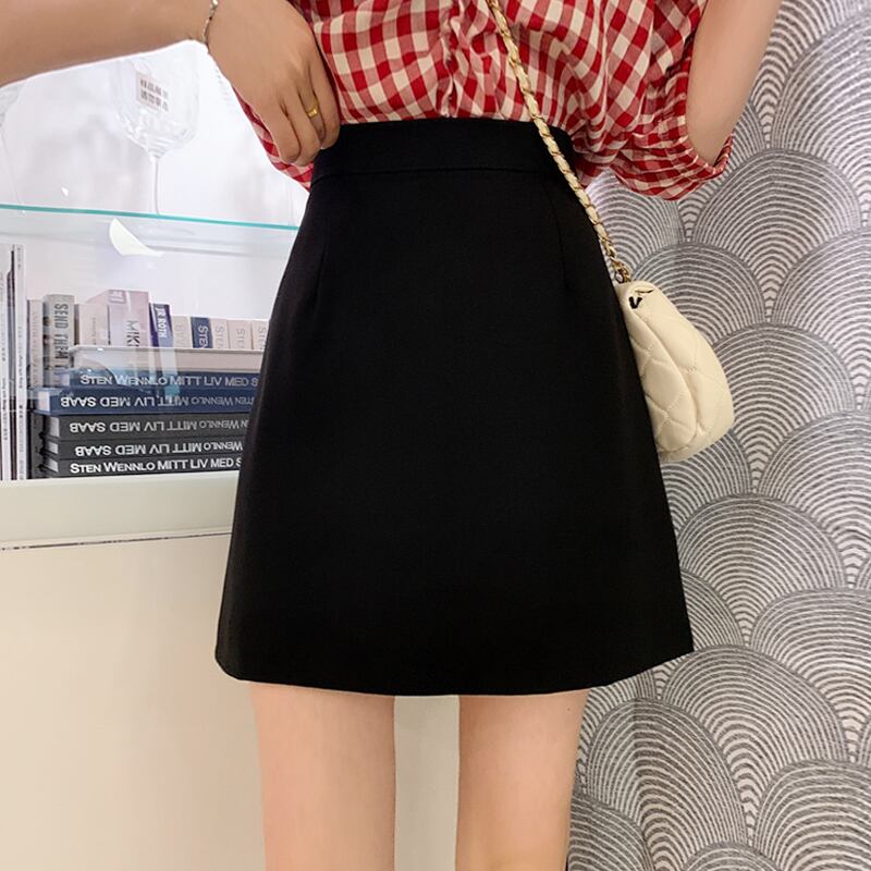 ブラックスカート サマーハイウェストウェストAラインショート 夏物 スーパーモール59395675455
