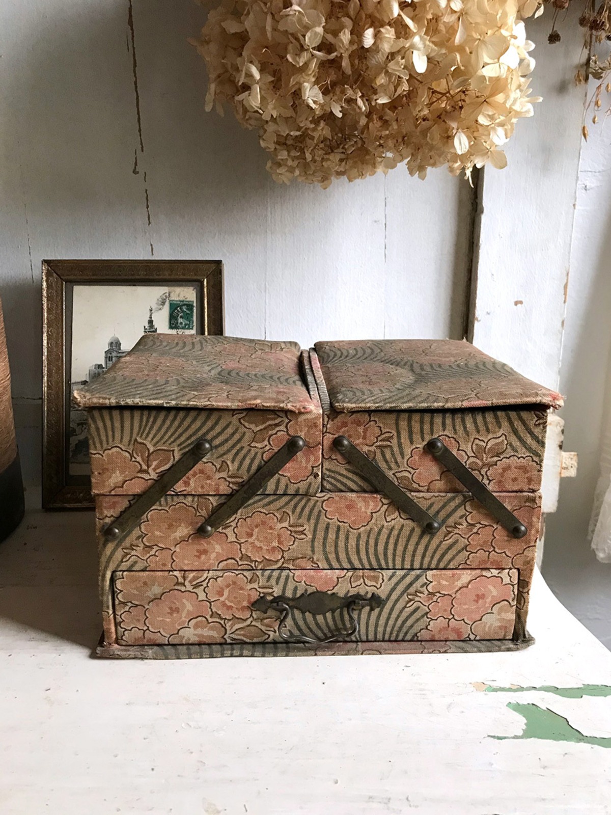 カルトナージュ ソーイングボックス 花柄ピンク | Brocante de La 