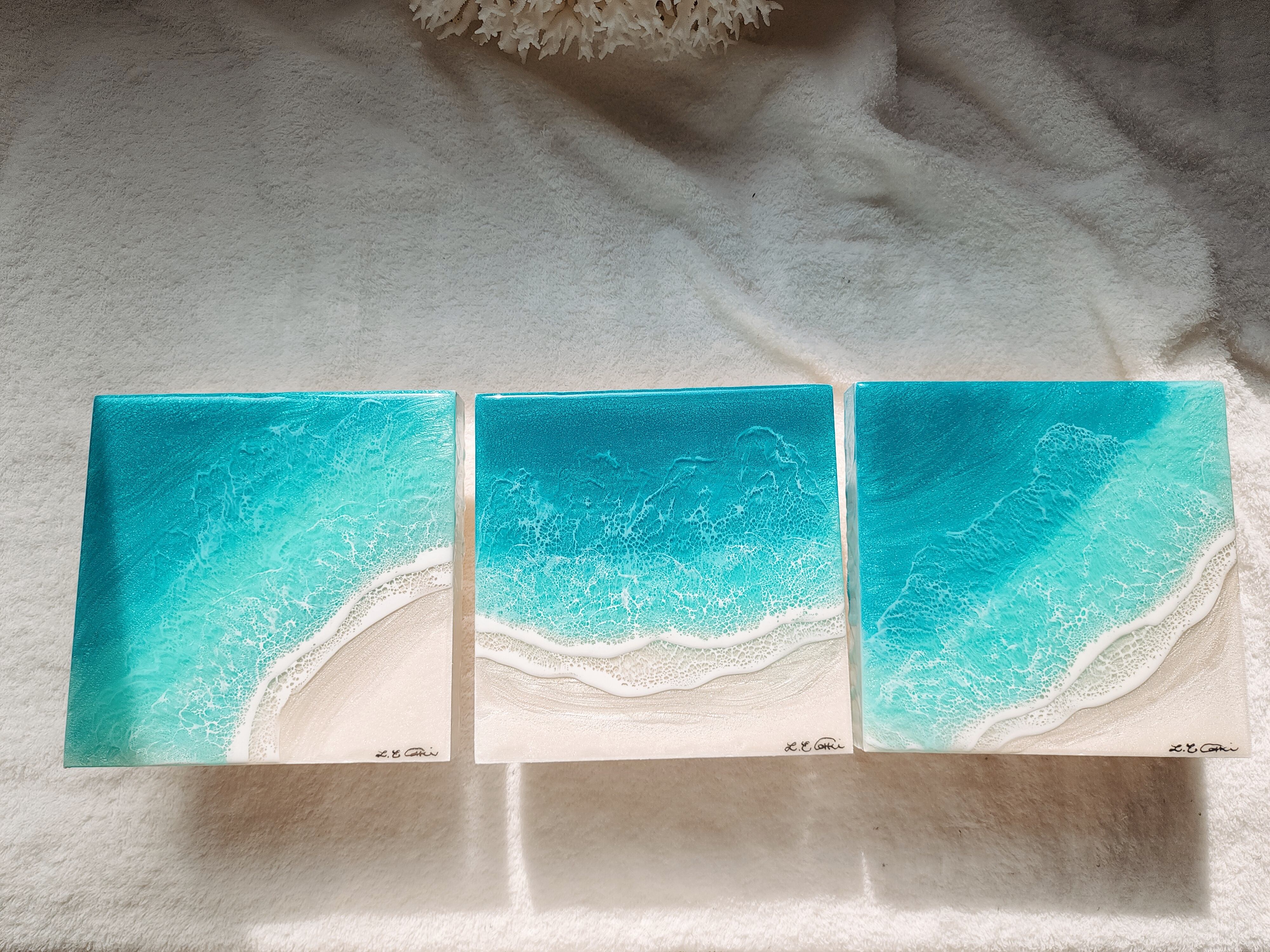 194.オーシャンレジンアート 正方形パネル | Leaf Edgez