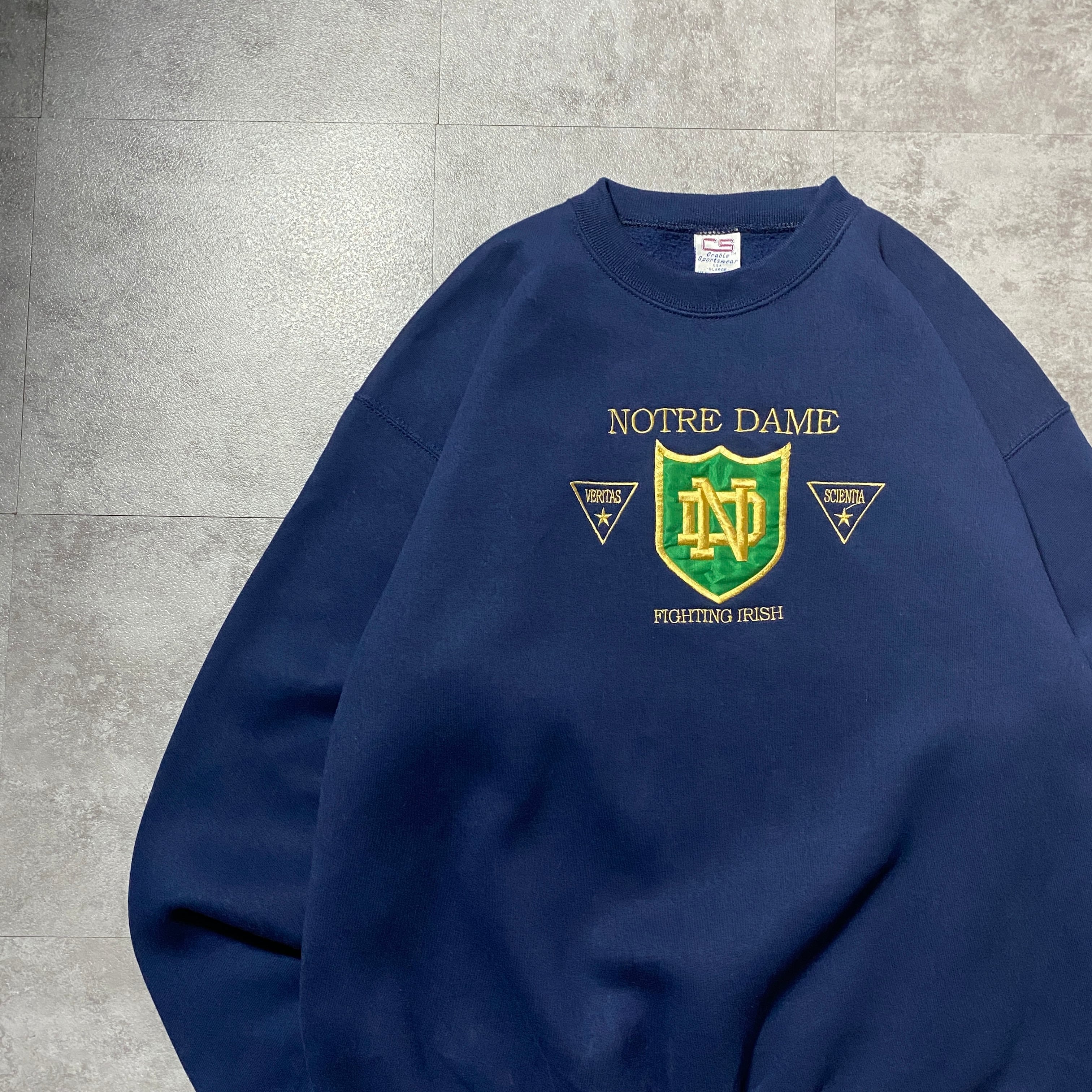 Size:XL】90's Crable Sportswear Notre Dame ノートルダム大学 刺繍