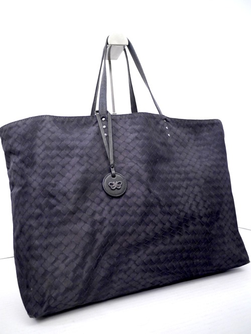 レア◆BOTTEGA VENETA ボッテガヴェネタ イントレッチオ リュージョン A4対応 ビジネス可 ナイロンｘレザー トート バッグ 黒◆ 希少モデル