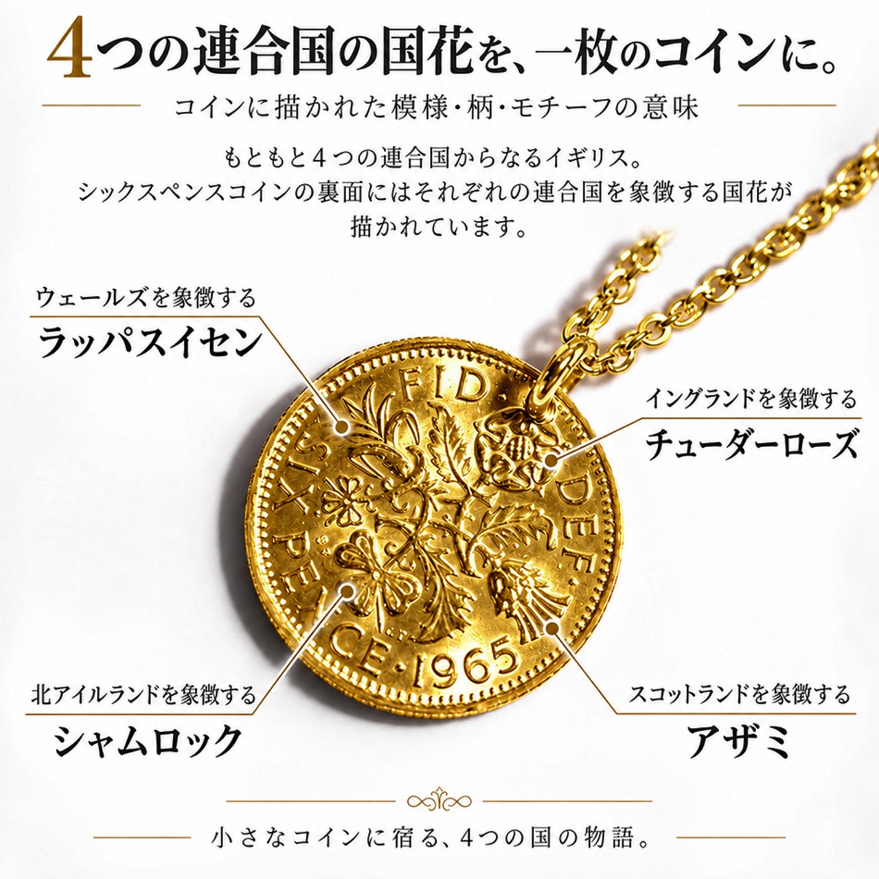 6ペンスコインネックレス ゴールド