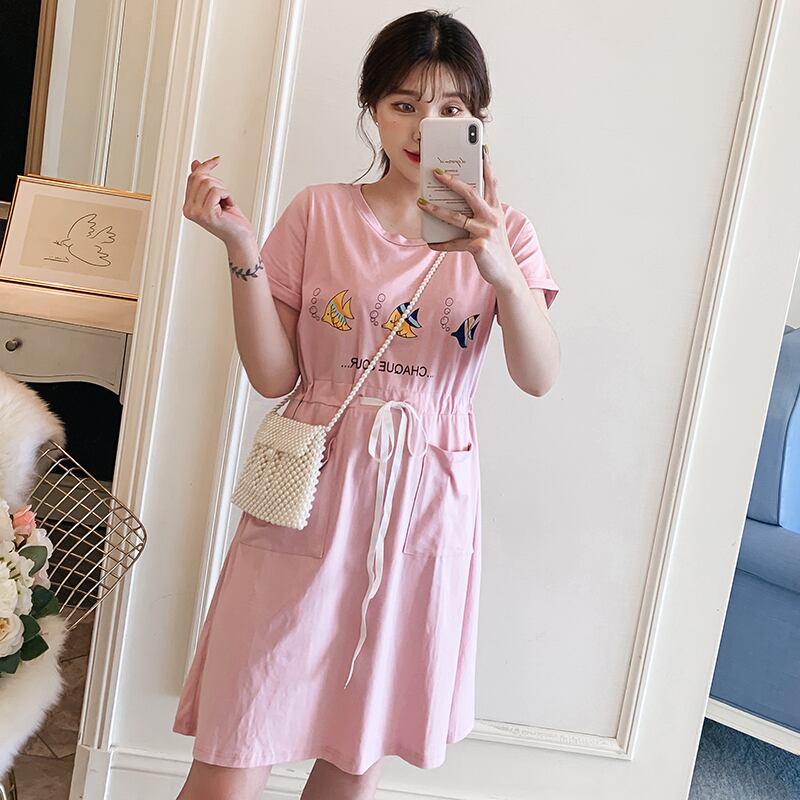 【新作】【送料無料】 マタニティ服春秋コットンOネックフラワープリントゆったりとしたスタイリッシュなドレス妊婦妊娠中の服 スプリング 春物 オータム 秋物 フラワーデザイン AL expec393295397609