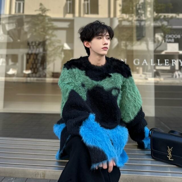 ヴィンテージ　カラフルネップ　エメラルドグリーン　モヘアニット vintage モヘアニットセーター カラーネップ入りグリーン 美品 - メルカリ