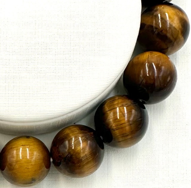 (00733)イエロータイガーアイ【12mm】　Tiger's eye 　虎目石　虎眼石　金運　仕事運　ラウンドカット　天然石ブレスレット　パワーストーン