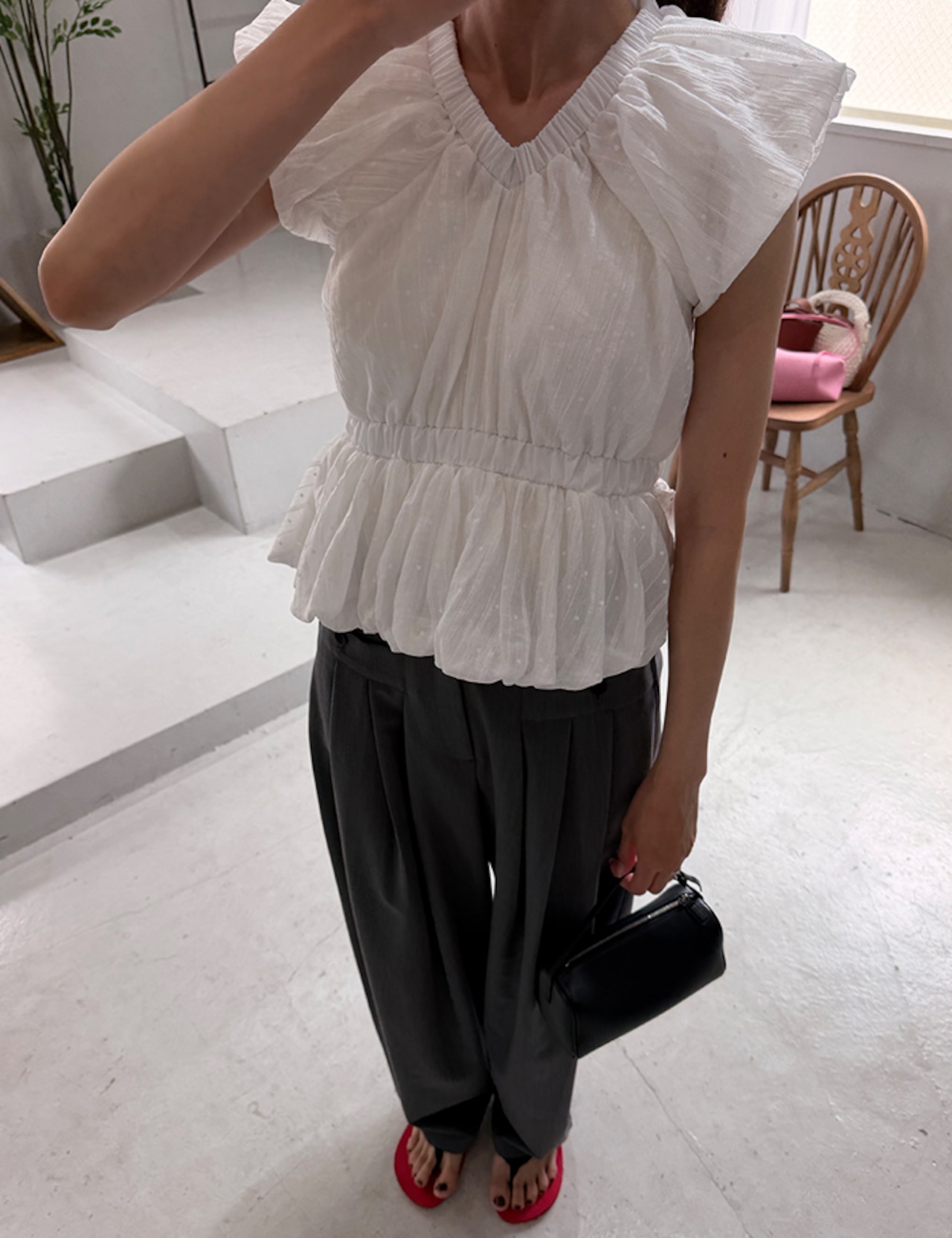 【新作5%OFF・3日間】Ruffle balloon Blouse _2colors