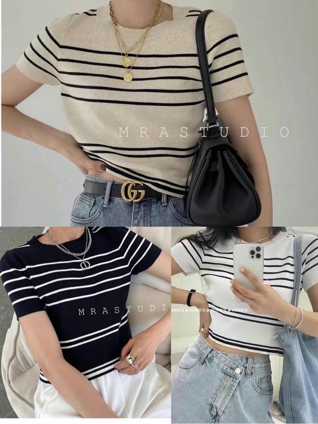 半袖ボーダーニット　AJ111-3026