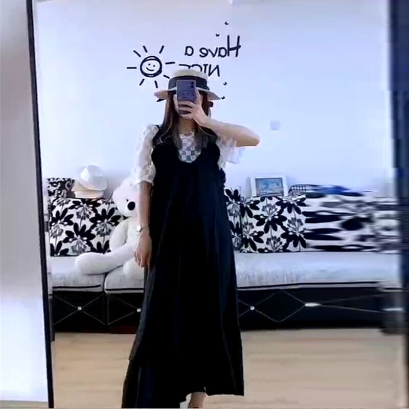 サマーレースFlowerデザイン トップス ルーズロングスカート 大きめサイズ 大人ガーリー スウィート キュート カジュアル 夏物 フラワーデザイン ミックスインファッション98849431576