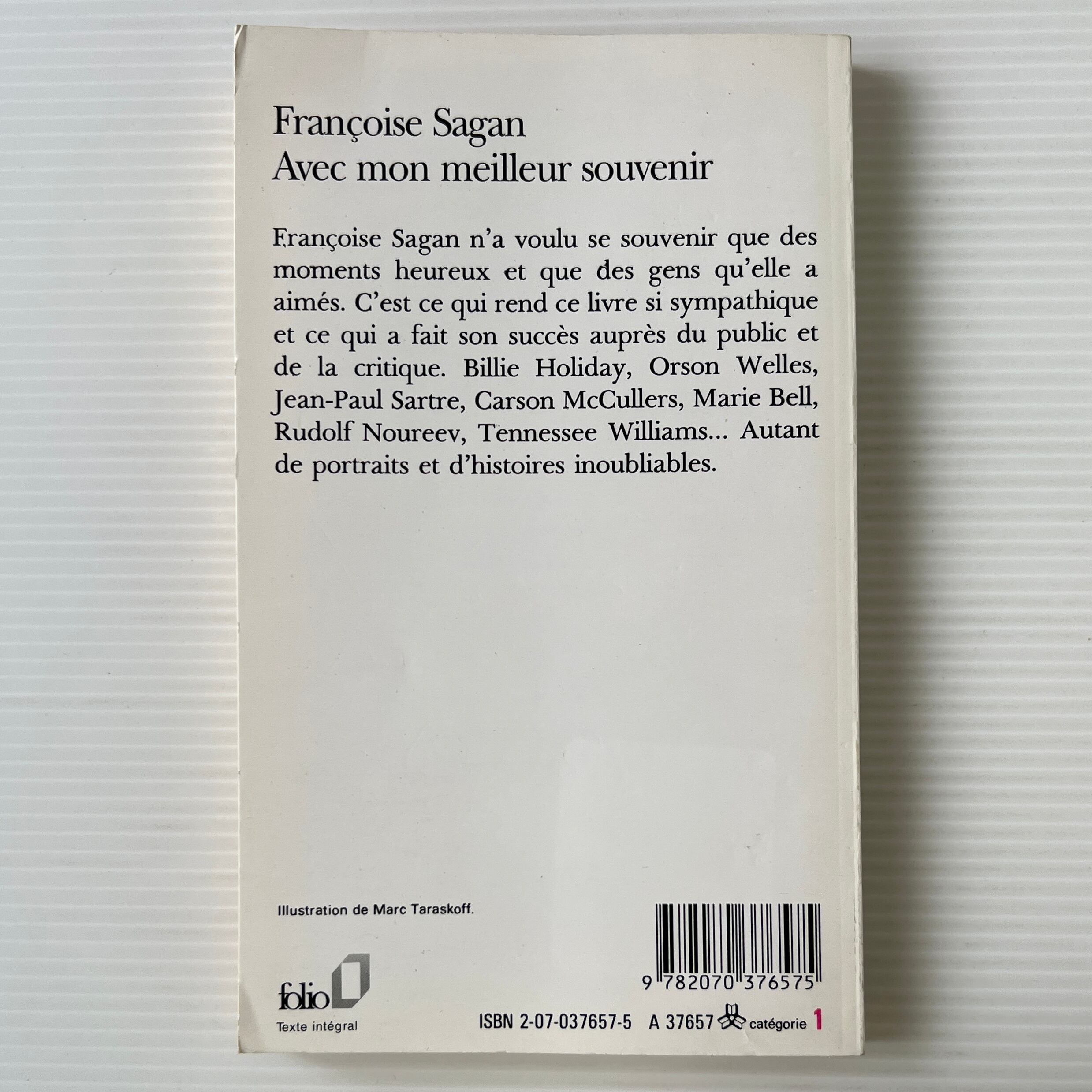 Avec mon meilleur souvenir <Collection Folio> 私自身のための優しい回想 / Françoise Sagan フランソワーズ・サガン / Gallimard