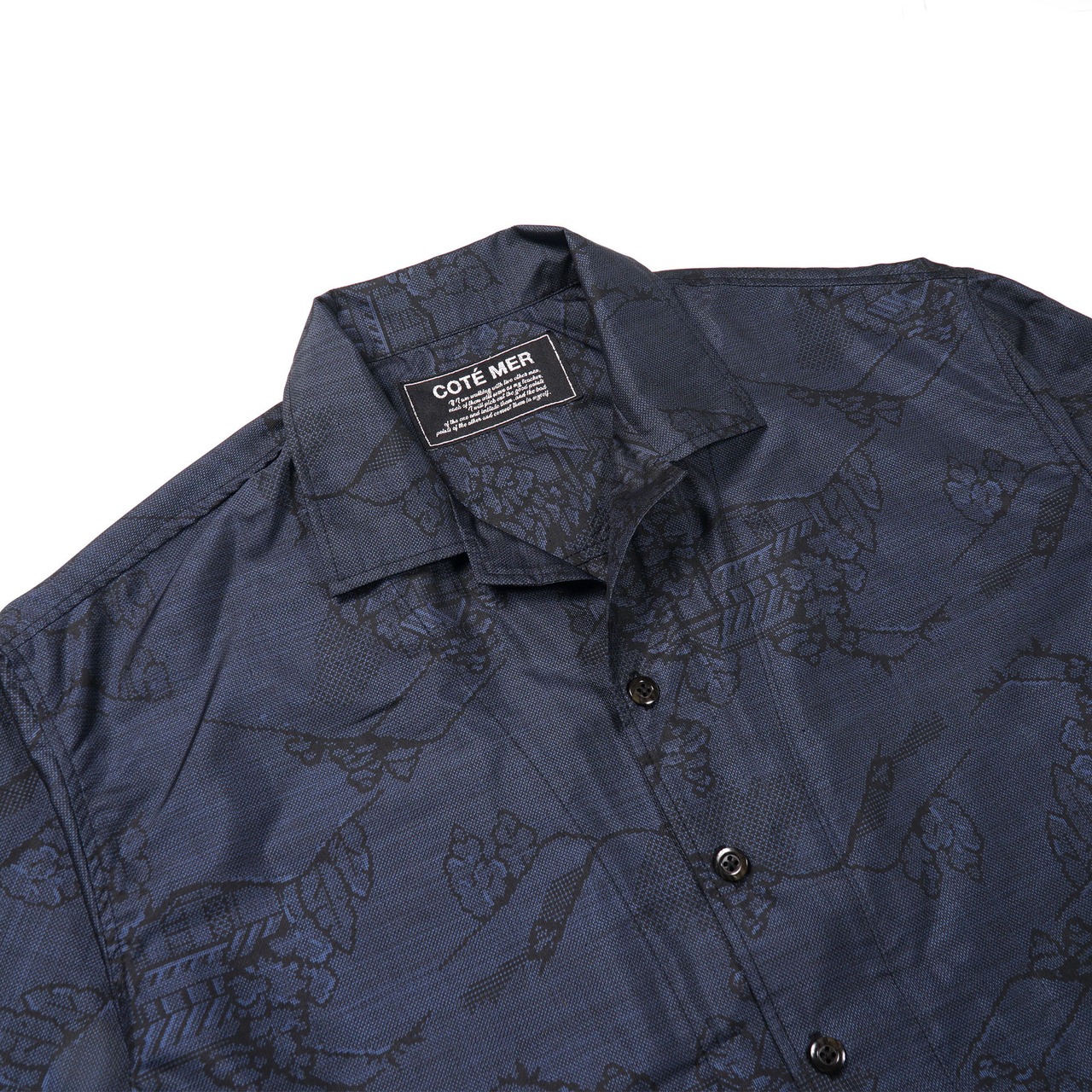 大島紬開襟シャツ KIMONO "Ohshima tsumugi" SHIRT